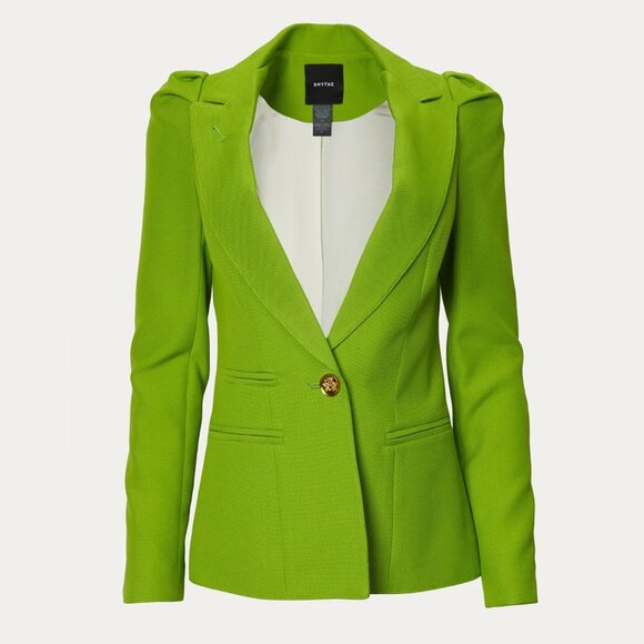 Smythe Jackets & Blazers - Smythe Box Pleat Blazer in Lime Green, size 4 (fits size 2)